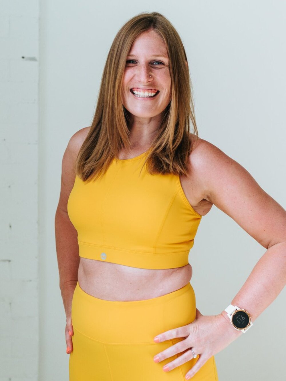 Senita Athletics Sunrise Yellow High Neck Cutout Back Lux Flight Bra Size Large